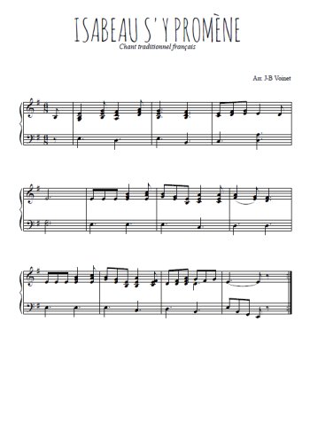 Téléchargez l'arrangement pour piano de la partition de Isabeau s'y promène en PDF